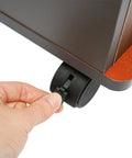 Close-up of smooth glide casters on the Slick Locking Vertical File Cabinet With Smooth Glide Casters And Ample Under Desk Storage Space.