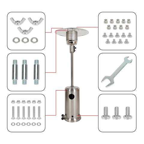 Patio Heater Replacement Hardware Kit With Stainless Steel Bolt And Nut Set For Propane Outdoor Heaters, Reflector Shield Accessories