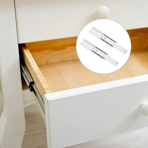 Two Pack Drawer Slides For Cabinets And Kitchen Cupboards Slick Easy Glide Push And Pull Rails With Smooth Operation No Jams Ideal For Home Office Furniture And Workshop Storage shown with open cabinet drawer