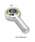 Rod End Bearing 3/4 Inch Bore With 3/4-16 Left Hand Thread Pre Lubricated Spherical Ball Joint Built For Tough Jobs, 45 Steel Body And Hardened Bearing Steel Ball, 29 kN Static And Dynamic Load Capacity, 3/4 in bore and left-hand thread