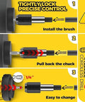 Installation steps for Dope 22 Piece Drill Brush Attachment Kit With Scrub Pads Sponges Buffing Pads Wax Applicator Pads Car Polishing Pads