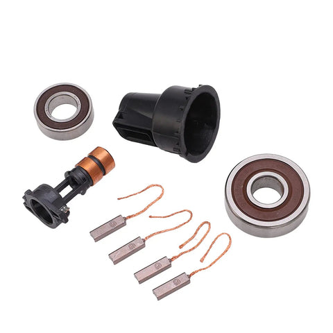 Pro Grade Alternator Rebuild Kit With Beefed Up Slip Ring four heavy duty carbon brushes and rock solid bearings layout
