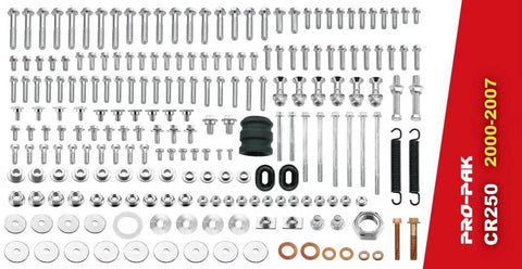 CR 250 Complete Bolt Kit For Honda Dirt Bike 2000-2007 Heavy-Duty Factory Type Fasteners organized in grid layout