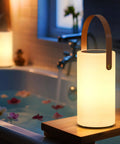 Solar Lantern Table Lamp 2 In 1 Portable USB Rechargeable LED Cordless Light With Remote Control 8 Color Options Waterproof IP44 in bathroom