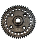Hardened Steel Main Spur Gear 52T For One Eighth Sledge Monster Truck Replacement 9652, showing close-up of black steel teeth.