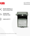 TFN60RCP Weatherproof Non-Fused AC Disconnect Switch Single Unit front view with open cover showing labels and specifications.