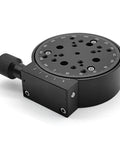 R Axis Manual Rotation Stage with 100mm Fine Tuning Optical Sliding Stage, 360° rotation, aluminum alloy, black anodized body, side view.