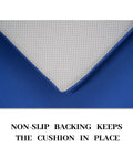 Close-up of non-slip backing navy cushion from 3 Pack Outdoor Patio Replacement Cushions For 4 Piece Wicker Rattan Set