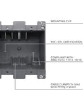 Double Gang Old Work Electrical Box 25 Cubic Inches 2 Gang Remodel Box Grey ETL Listed Fire Rated For 2 Hours interior view