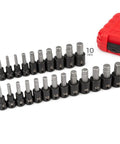24-piece Half Inch Drive Hex Impact Socket Set, includes 1/4 to 3/4 inch and 6 to 19 mm hex sockets, with red case.