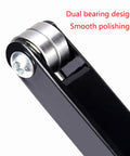 Heavy Duty Grinder To Belt Sander Converter For Fine Sanding And Trimming Metal Wood Deburr Tool Compatible With 100 Angle Grinder precise dual bearing design close-up.