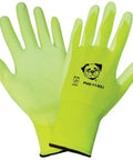 Ultra Thin Polyurethane Nylon Work Gloves Pug11 With High Visibility Neon Yellow And White Coating, Large Size
