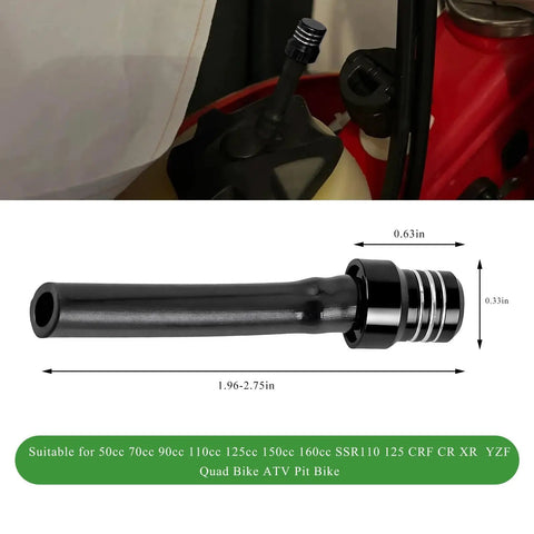 Two Pack Aluminum Breather Valve Hose Kit For ATV Dirt Bikes 50cc To 125cc With CNC Fuel Tank Cap in use on red bike