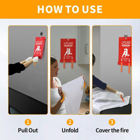 How to use the 8 Pack Fire Blanket Set 40x40 Inches Fireproof Fiberglass Emergency Safety Blanket for Kitchen Home Office School.
