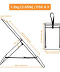 Diagram of Two Pack Solar Panel Stand Mount With Adjustable Tilt Bracket For Foldable Panels showing dimensions and angle.