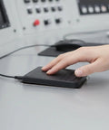 Industrial USB Wired Touchpad Mouse Panel Mount With Rectangular Housing And Mounting Ear For Tight Rack Drawers Control Built Tough For Rugged Tech Setups And Three Button Navigation, black panel mount touchpad in use