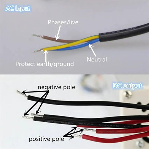 Beefy 600W 12V LED Power Supply Driver With 50A Switch-Mode Output, 220V-230V AC Input, Rainproof IP Rated, Industrial Grade LED Lighting Transformer For DIY And Commercial Projects wiring diagram for AC input and DC output cables