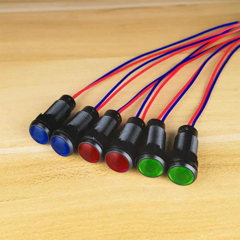 Six Pack Red Blue Green LED Indicator Pilot Lights 110V AC Panel Mount 10mm Hole Flame Retardant Plastic Shell A Real Workhorse For Industrial Equipment Electrical Panels Status Signaling Emergency Alerts And DIY Projects, six wired lamps