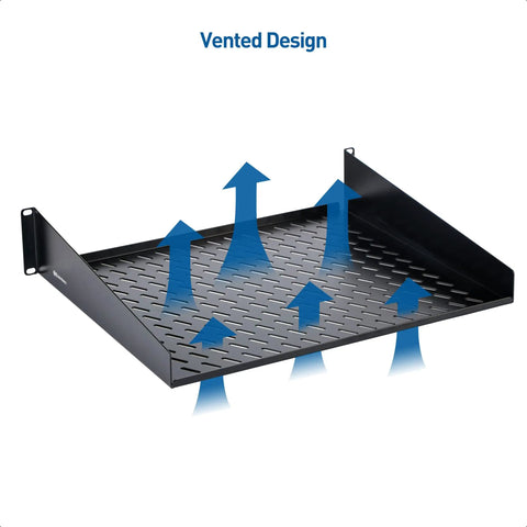 Beefy 2U Server Rack Shelf Built Tough Fits Standard 19 Inch Racks With A Rock Solid 55 Lb Rating And Long 15 Inch Deck For Parking Networking Gear In Matte Black