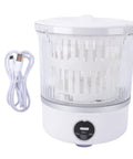 Cordless Portable Washing Machine With 3L Tank Led Touch Screen Plus 6000Mah Battery For Travel Camping And Road Trips showing USB cable and control panel.