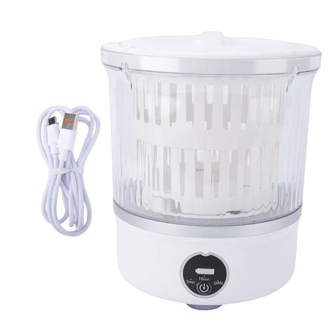 Cordless Portable Washing Machine With 3L Tank Led Touch Screen Plus 6000Mah Battery For Travel Camping And Road Trips showing USB cable and control panel.