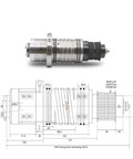 Hardworking Water Cooled CNC Router Spindle Motor 3KW To 5.5KW With BT30 Taper And 10000 RPM High Speed side view with detailed dimensions