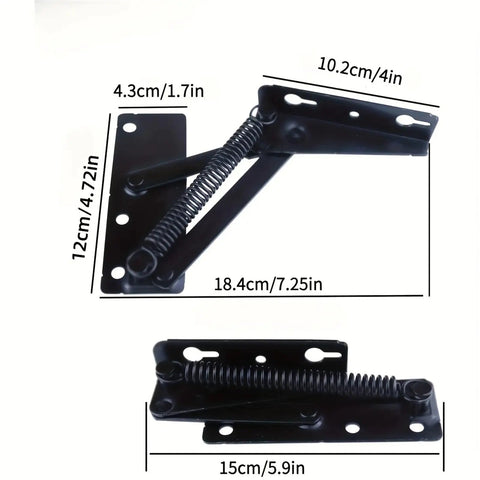 80 Degree Spring Lift Top Hinge For Cabinets And Beds Easy Lift With Smooth Folding Steel Construction, dimensions shown