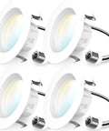 Dope 4 Inch LED Recessed Lights Kit Dimmable With Adjustable CCT 2700K To 5000K, Retrofit Can Lighting With Baffle Trim, 4 Pack