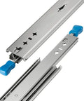 Telescopic Drawer Slides Full Extension 120 Kilogram Load Rating Heavy Duty Runner Tracks, featuring sturdy metal tracks with blue pull handle.