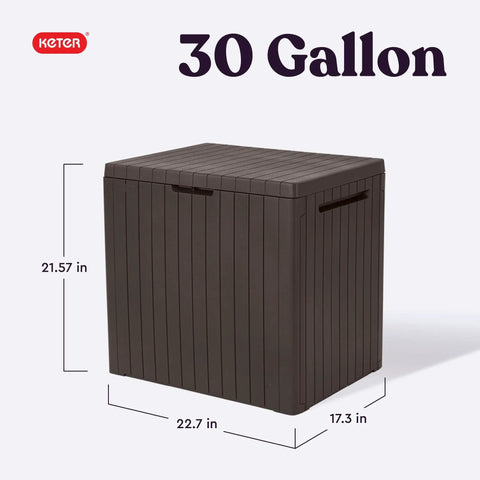 30 Gallon Resin Outdoor Storage Box And Patio Furniture Side Table For Pool And Garden Accessories