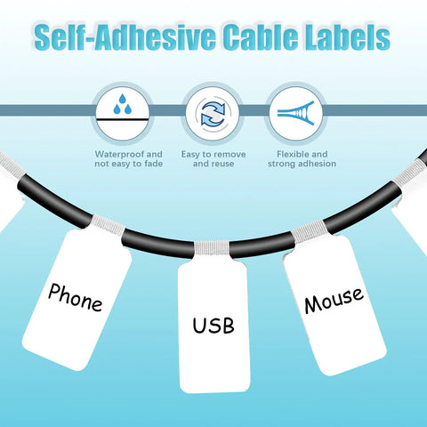 60 Pieces Self Adhesive Cable Labels For Wires And Cords, Nylon Writable Tags, Waterproof White Cable Tags For Electronics Display