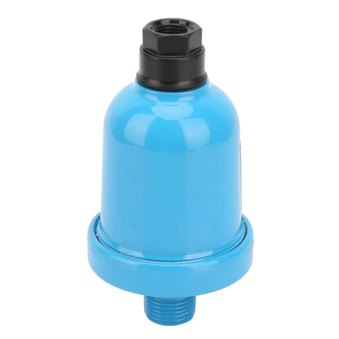 Automatic Air Compressor Drain Valve G1/2 Inlet 1.0 MPa Die Cast Aluminum Auto Drainer, blue finish, front view