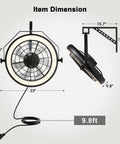 23 Inch Wall Mounted Fan With Light And Remote App Control, 6 Speeds, Quiet Operation, Dimmable 3 CCT Light, Timer shown in dimensions