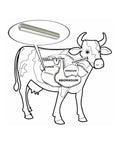 Illustration showing Built Damn Tough AlNiCo5 Cow Magnet inside a cow's anatomy for livestock health and safety.