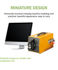 Industrial Grade Pneumatic Crimping Machine That Delivers Reliable Air Powered Wire Terminal Crimping Plier size comparison with monitor.