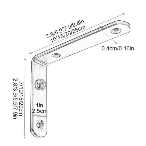 Solid As A Rock Heavy Duty Wall Mounted Shelf Brackets For Clean Floating Planks With Gritty Industrial Look And No Sweat Setup For Impressive Home Organization Hacks Set Of Two Bright White, measurements shown.