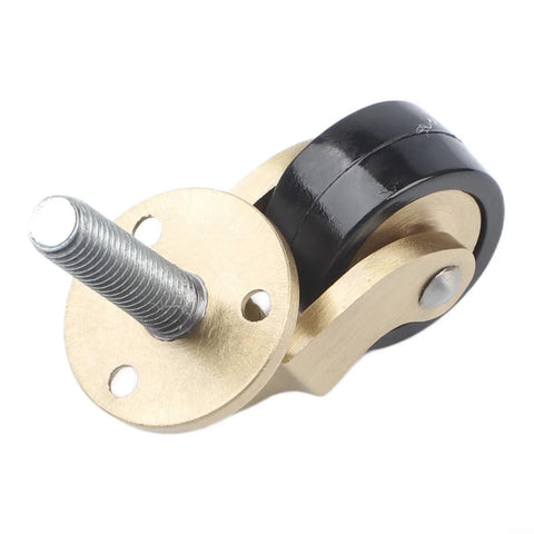 Solid Brass Caster Wheels 4pcs Silent Bearing Furniture with black rubber wheel and metal attachment for smooth mobility.