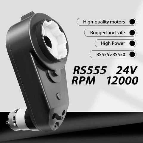 Side view of Two Pack High Torque Gearbox Upgrade For Power Wheels Ride On Cars 24V 36V Dual Aperture Sizes With 12000 RPM