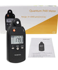 Full Spectrum PAR Meter With Pro Grade High Precision PPFD Tester For Indoor And Outdoor Plant Growth 400 To 700 Nanometers Light Range Lux Readings For Photosynthesis Results handheld meter with box and manual