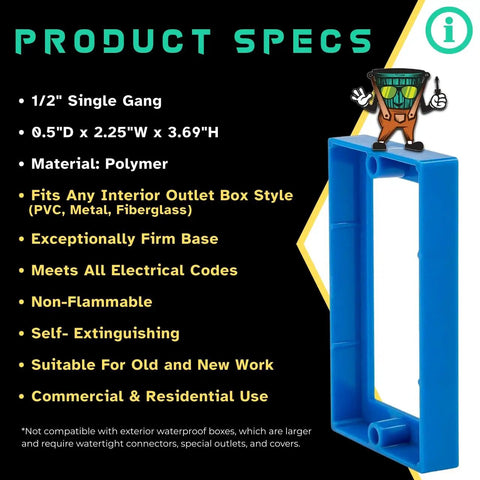 Half Inch Single Gang Electrical Box Extenders UL Listed With Screws And Wire Stripper Tool for Outlets and Switches Pack of Five