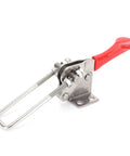 Heavy Duty Steel Toggle Clamp With Plastic Handle Rock And Holds Up To 705 Lbs Secure Your Big Projects Or Heavy Machinery On The Job Site Today, red handle, steel clamp