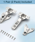 Top Rated Hidden Kitchen Cabinet Door Hinges For Full Overlay Doors With Smooth Self Closing Action and Quick Clip On Install in nickel finish with screws.