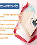 Push Button Activated Sound Recording Module With Built In Speaker And Usb Type C Cord For Plug And Play Ease And Dope Diy Makers Who Want Clean Audio For Holiday Cards And Custom Gift Tags Two Pack Blue showing features and specifications on a card.
