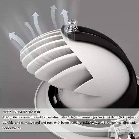 ELUKHT White LED Gimbal Downlight - Dimmable Recessed Lighting Kit for Home & Commercial Spaces,30w-White Light aluminum radiator with guide fins for heat dissipation.