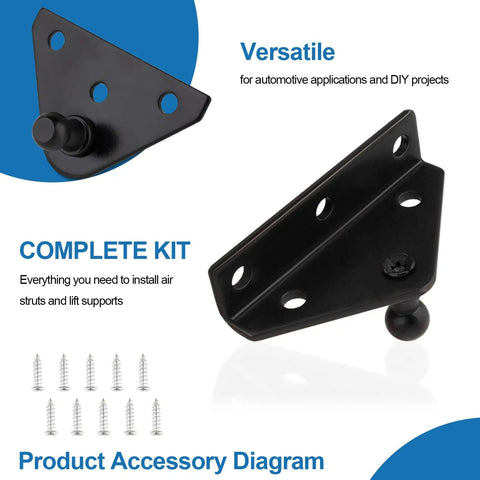 4 Pack 10mm Ball Stud Mounting Brackets For Gas Struts And Lift Supports Beefy Steel Galvanized Mounting Brackets Kit