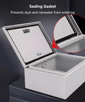 Built Tough Outdoor Electrical Junction Box Weatherproof Enclosure With Dustproof Seal Safety Locks And Mounting Plates Large 39x31x8 Inch Outdoor Equipment Case For Rugged Outdoor Installations open lid with sealing gasket