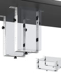 Transform Your Battle Station With This Rock Solid Under Desk PC Mount Bracket showcasing heavy duty white steel clamps for secure mounting.