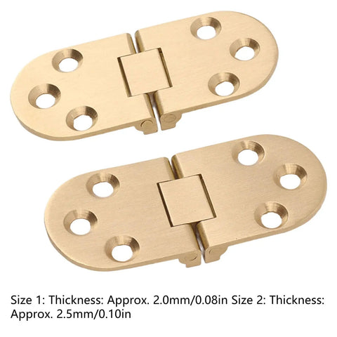 180 Degree Brass Folding Hinge, Heavy Duty 2.5mm Thin Profile, for Folding Tables and Desks, Smooth Flip Action