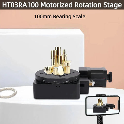 High Precision Electric Rotating Platform With 100mm Diameter Table Motorized Rotation Stage Worm Gear Drive Outer Ring