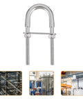 Front view of BEBEMOKO stainless steel 304 U-bolt with nut and washer, M6x90.